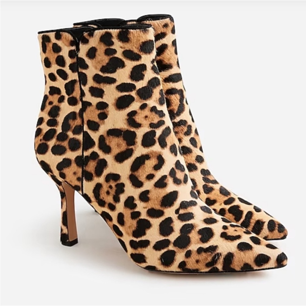 NWT J. Crew Leopard Calf Hair Heeled Boots